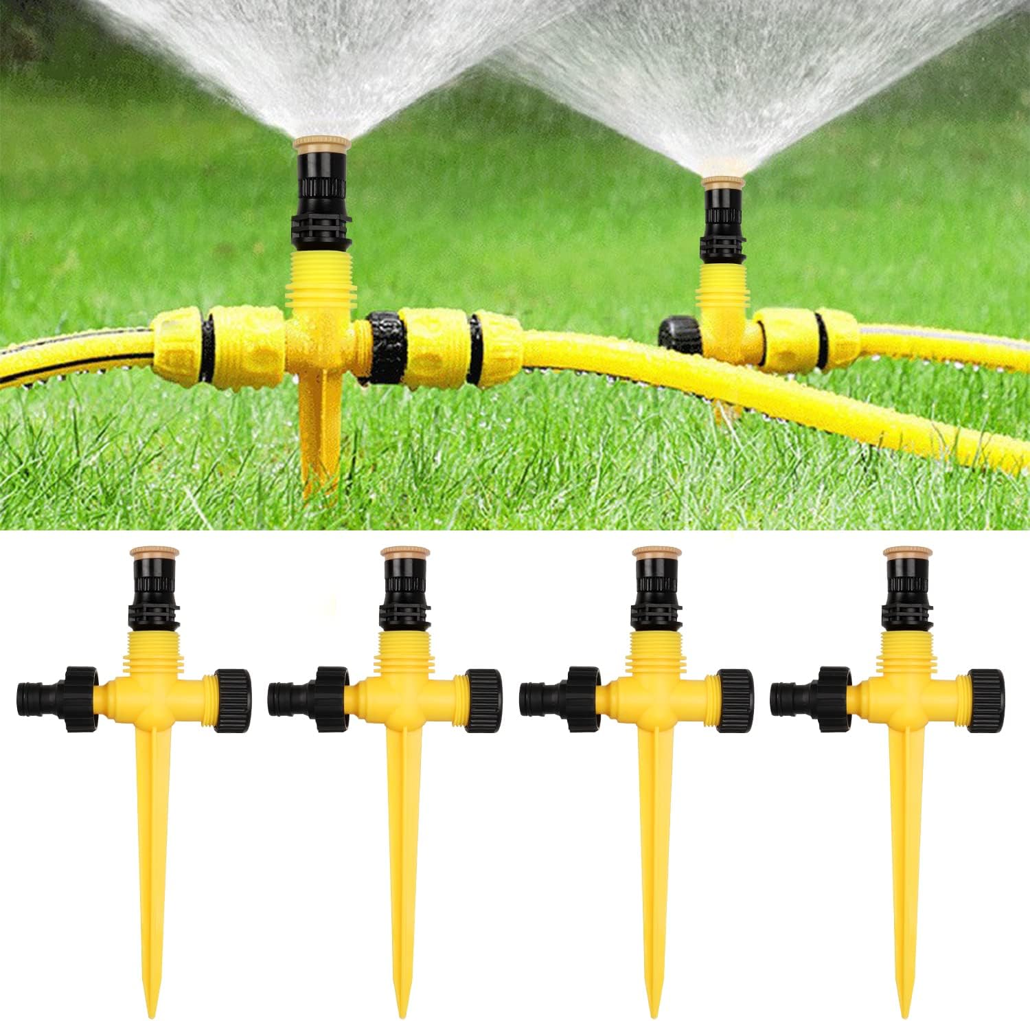 Arroseur de jardin: pivotant, réglable, 4 Pièces, jaune
