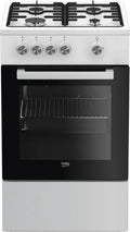 Cuisinière à Gaz Beko FSG52000DWC - Autonome, Blanc, Commande Rotative