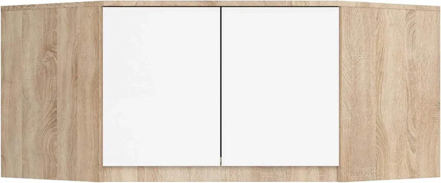 Armoire en Chêne Sonoma 100 cm avec 2 Portes Blanches et 3 Étagères