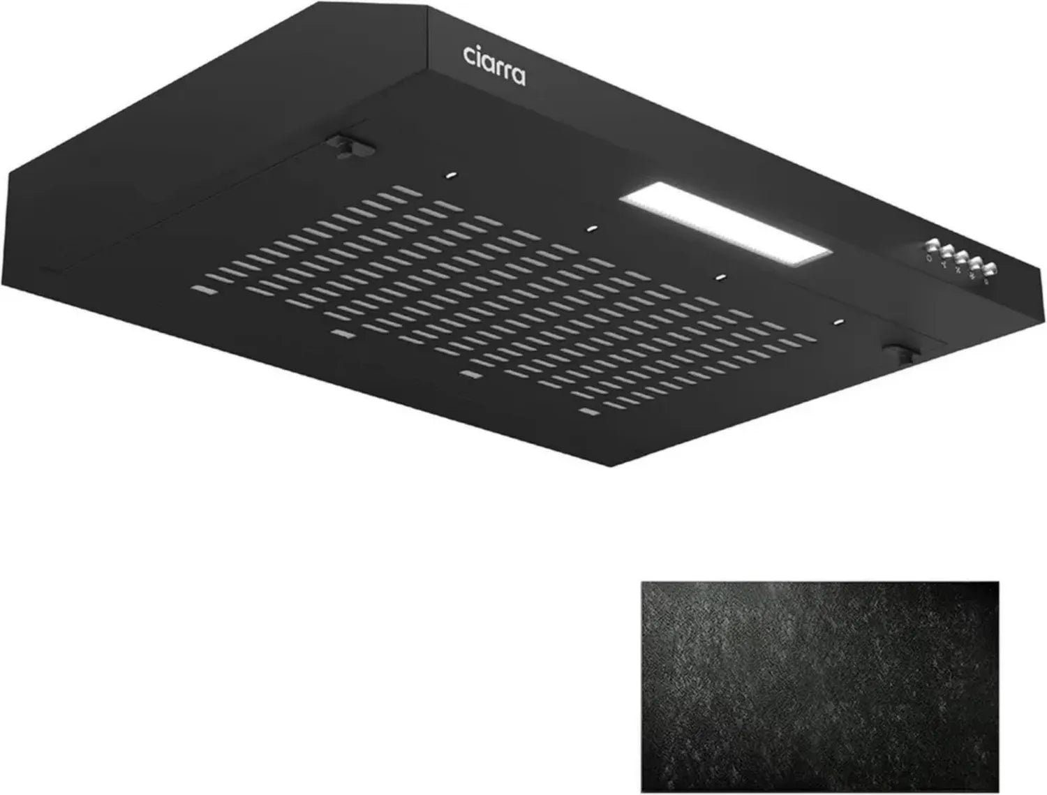 Hotte Aspirante Encastrable 60 cm CIARRA - Double Fonction: Évacuation et Recyclage - Inclut Filtre à Charbon CBCF001 - Éclairage LED - Noir