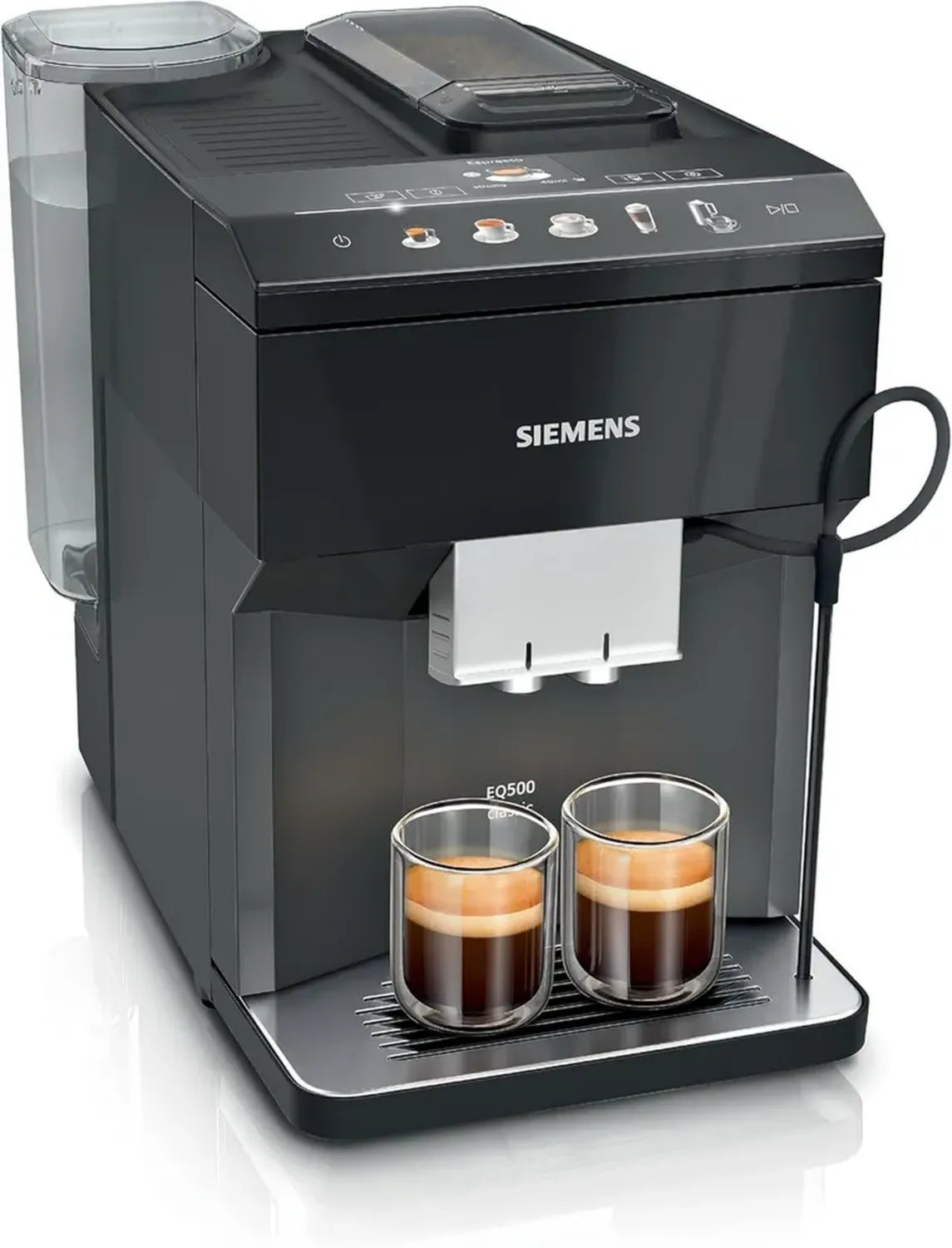 Machine à café automatique SIEMENS EQ500 avec contrôle par application, spécialités variées, réservoir de lait intégré