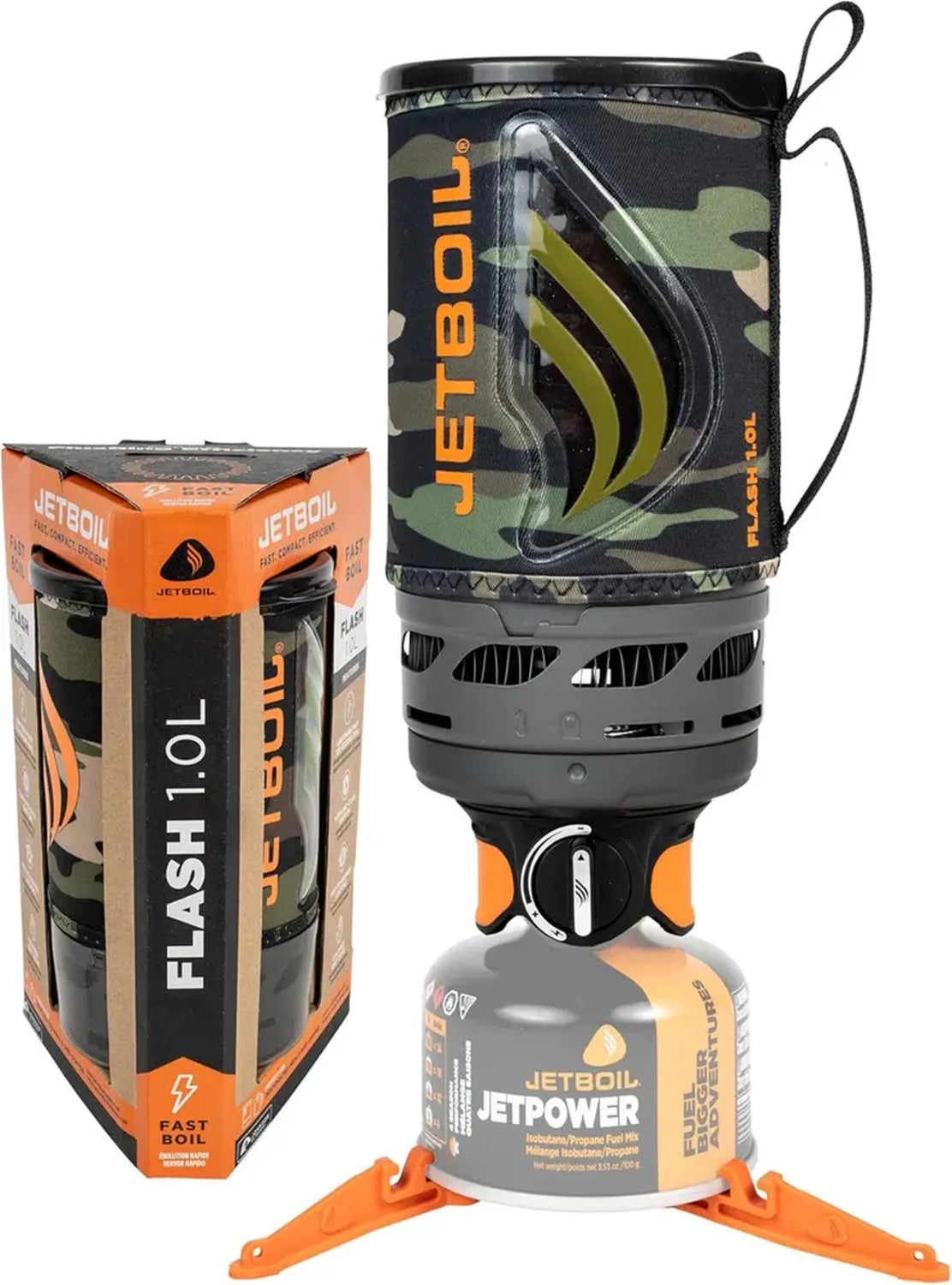 Réchaud de Camping Jetboil Flash 1L pour Ébullition Rapide avec Allumage Automatique, Camouflage Sombre