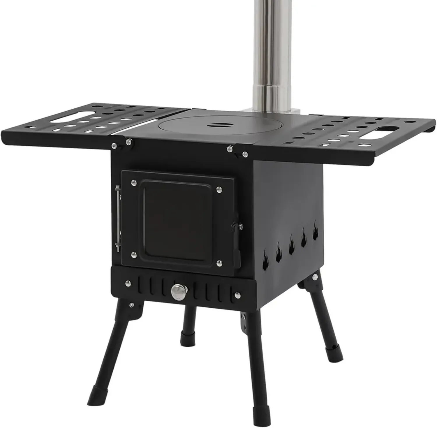 Four à bois portable, hauteur ajustable 35-36 cm, idéal pour camping et barbecue