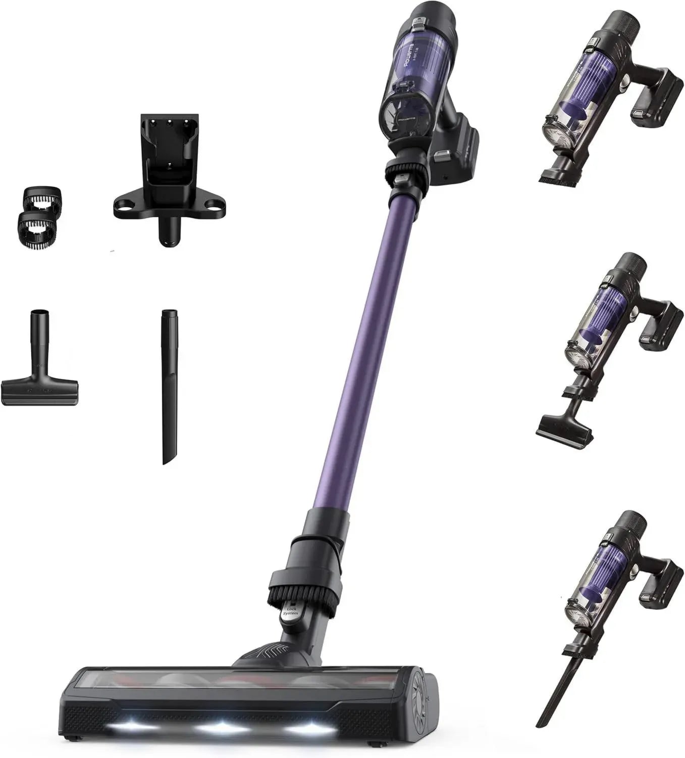 Aspirateur Balai sans Fil Rowenta X-Pert 7.60, 140W Puissant, Ultra Léger, 45min Autonomie, Performance Multi-Surface, Violet