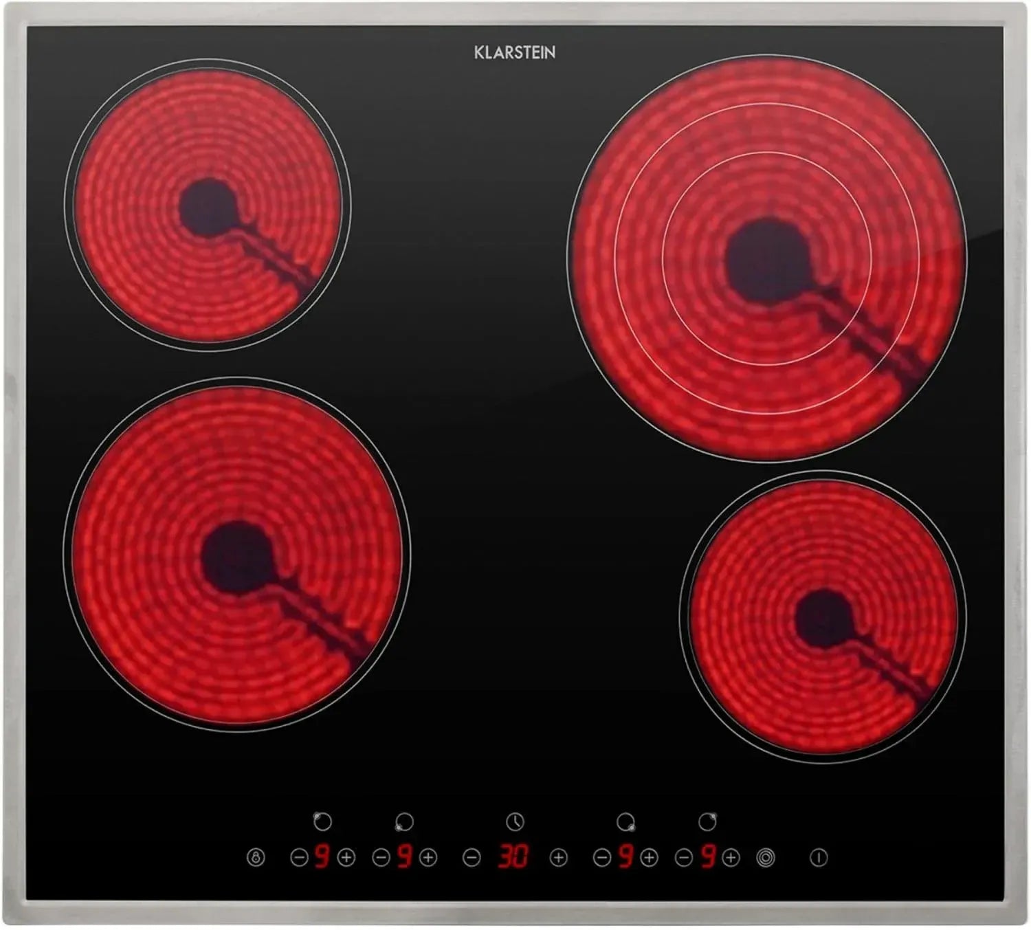 Plaque de Cuisson Induction Intégrée 6500W, 4 Zones, Commande Tactile