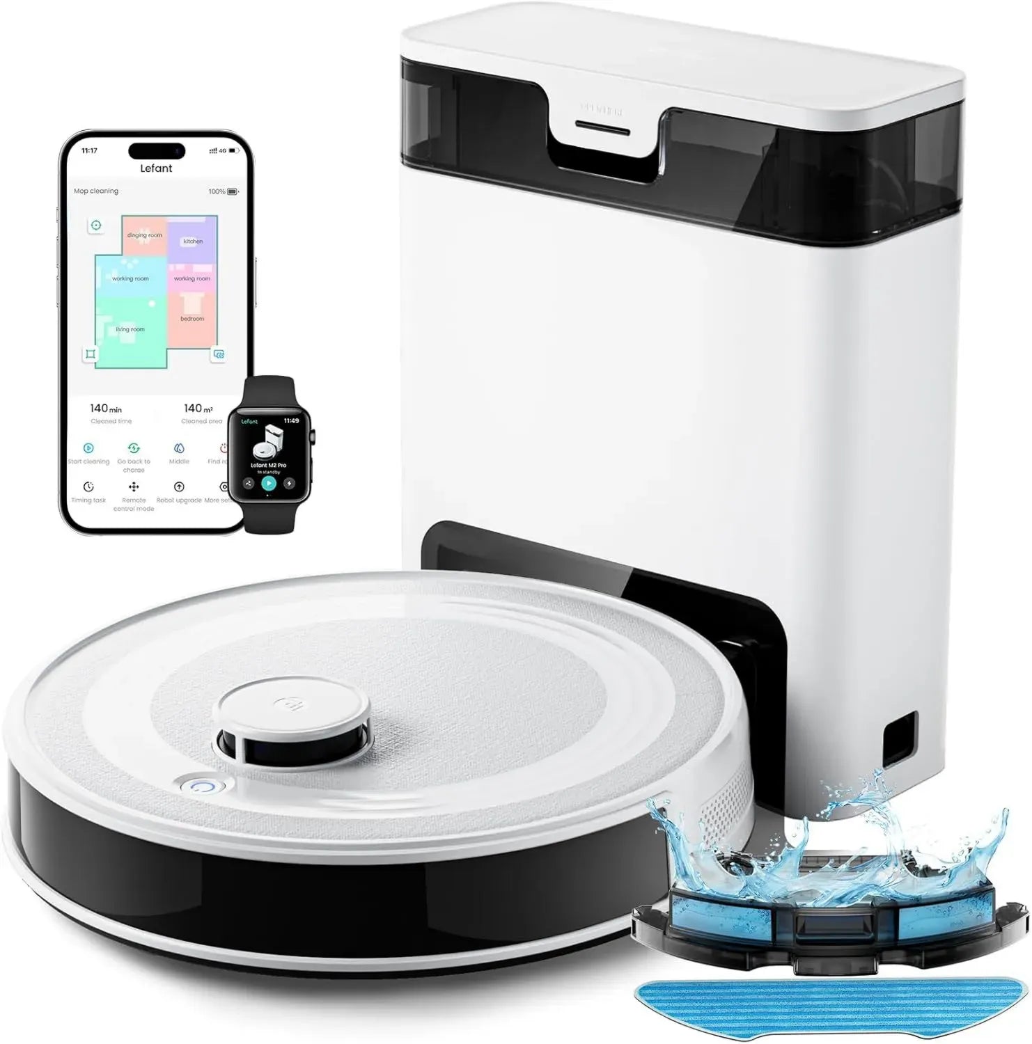 Aspirateur Robot Lefant M2S Pro 10000Pa avec Station de Vidange Automatique, Navigation Avancée et Nettoyage Personnalisé
