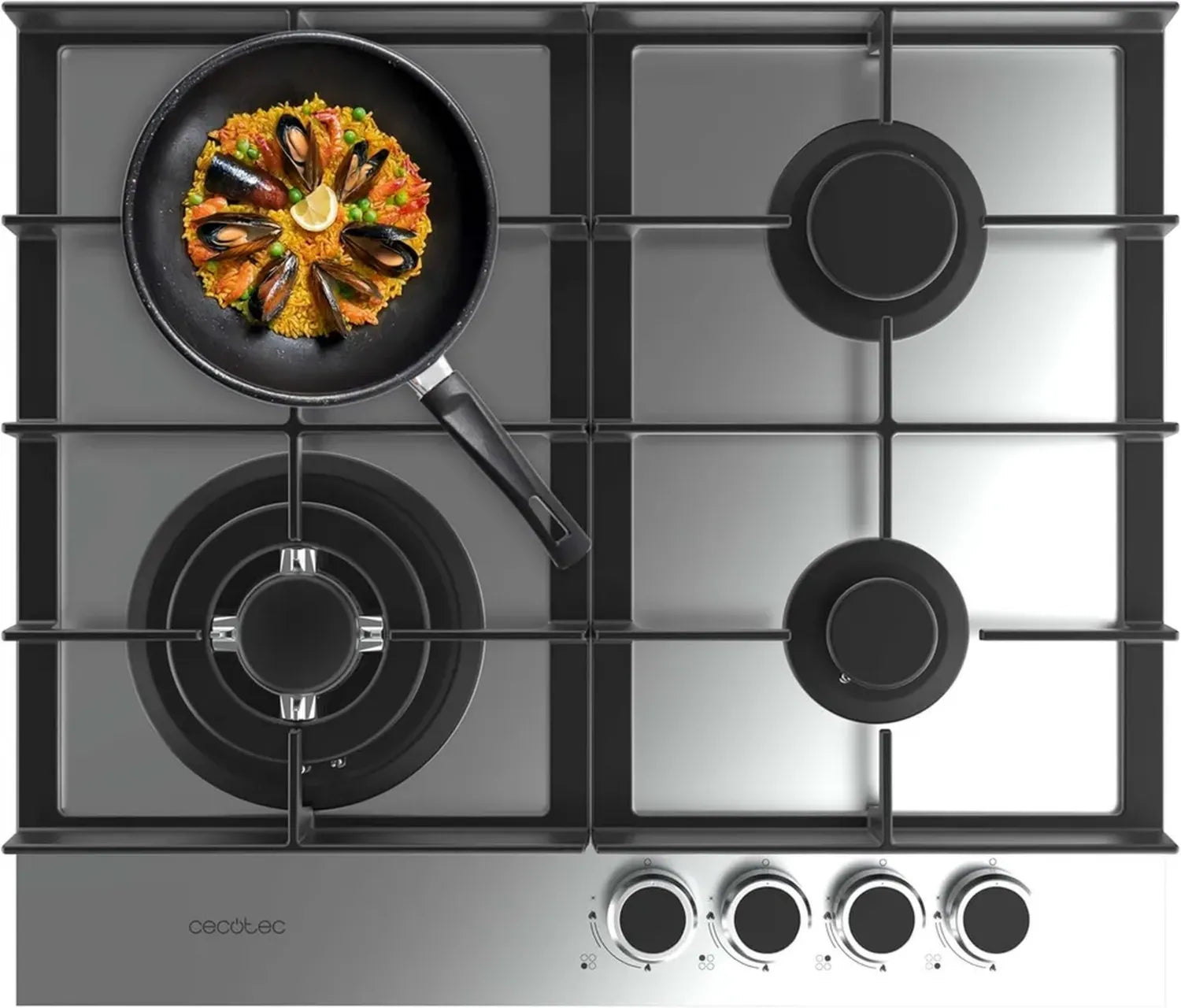 Plaque de Cuisson Gaz 4 Foyers Inox avec Triple Anneau et Sécurité