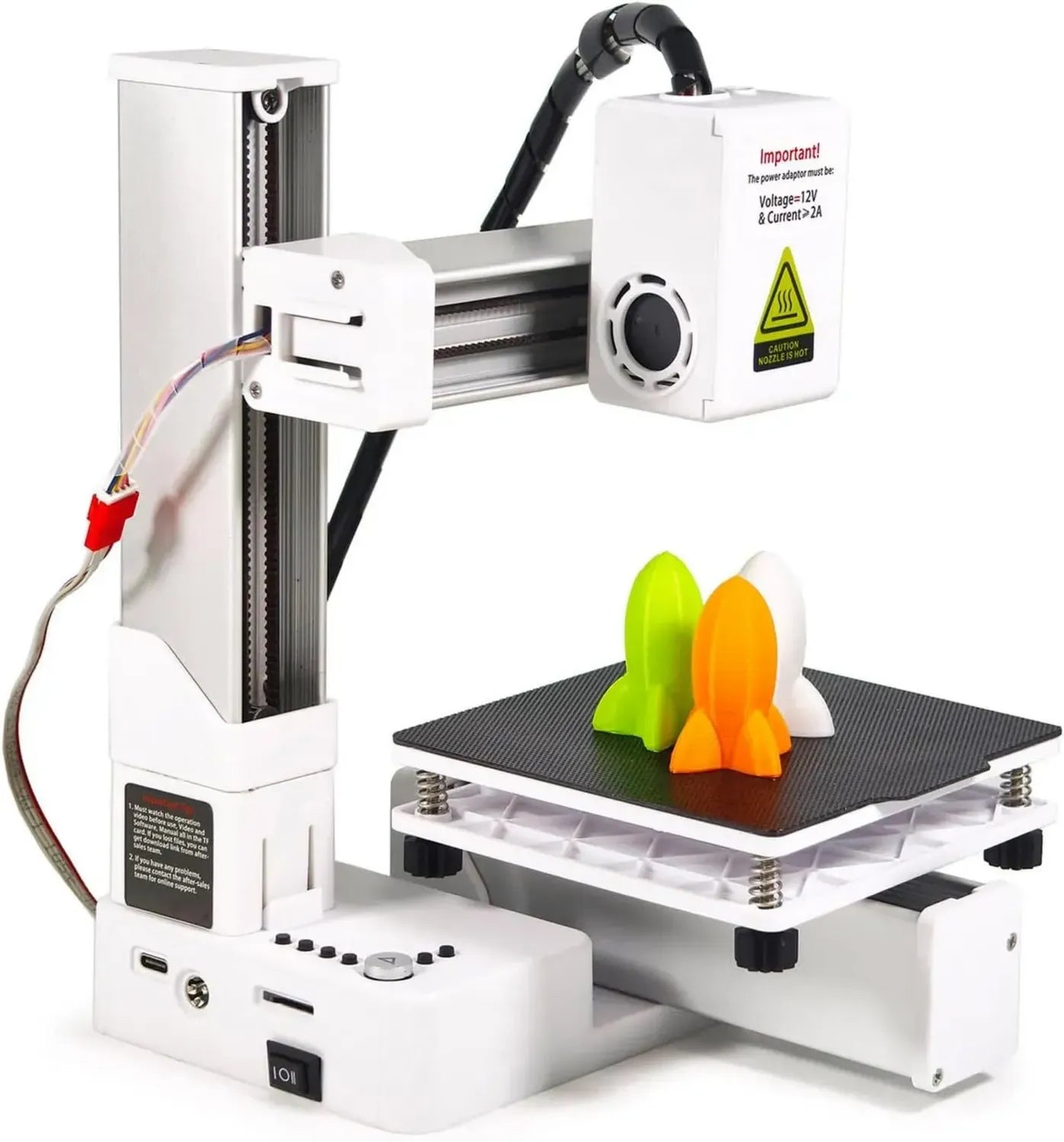 Mini Imprimante 3D FDM pour Enfants et Débutants, Vitesse 40mm/s, Compatible PLA TPU, 100x100x100mm, Blanche
