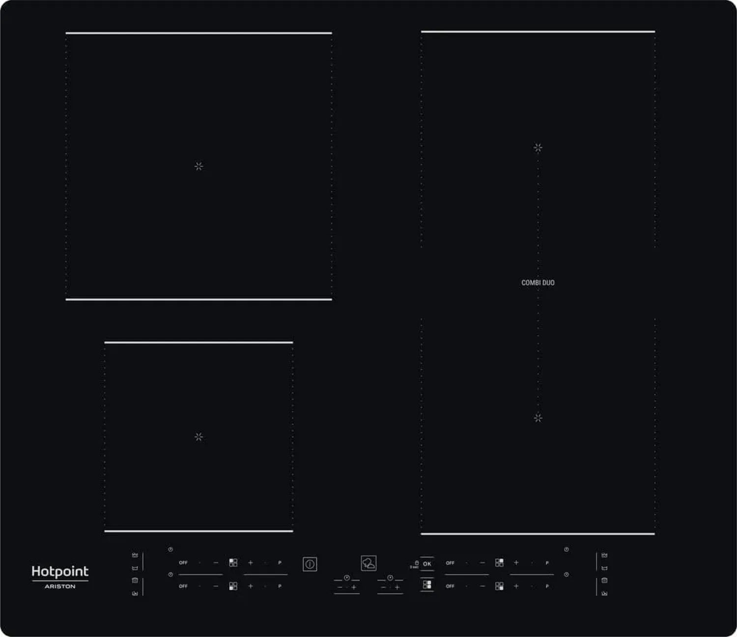 Plaque à Induction Hotpoint 4 Foyers avec Boosters - Commandes Tactiles, Zone Flexible, Sécurité Enfants