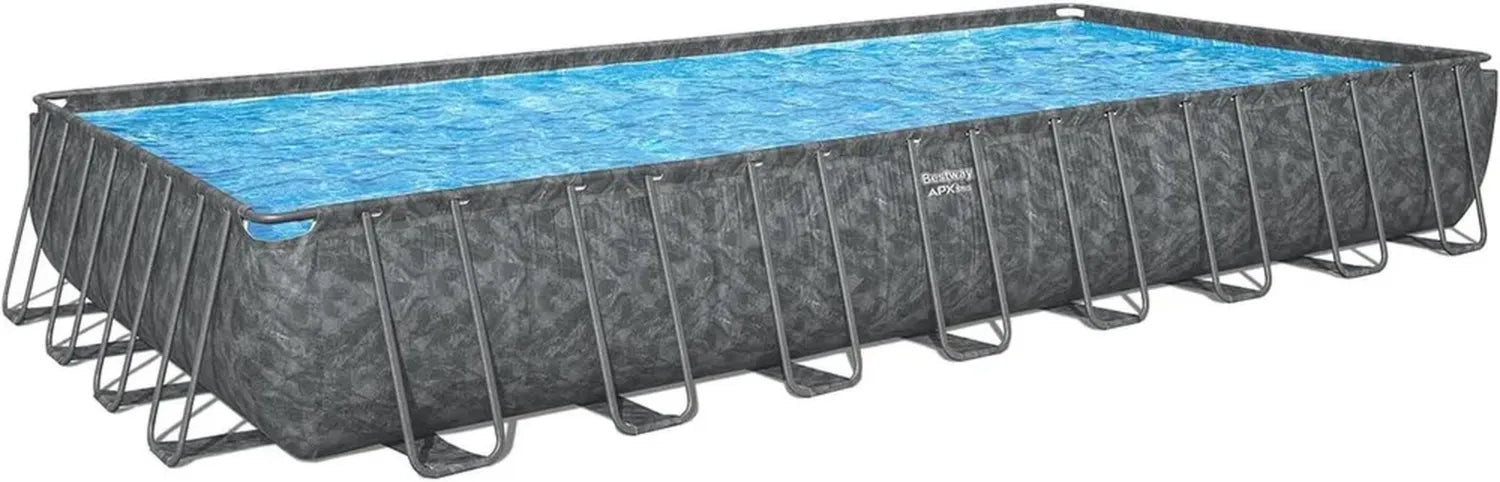Piscine Hors Sol Rectangulaire Bestway avec Kit Complet - 366 x 488 x 132 cm, Gris Foncé