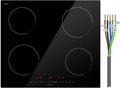 Plaque à Induction 4 Zones 7200W, Verre ILVA Italien, Fonction Boost et Sécurité Enfant, 9 Niveaux de Puissance, Minuterie 99 min