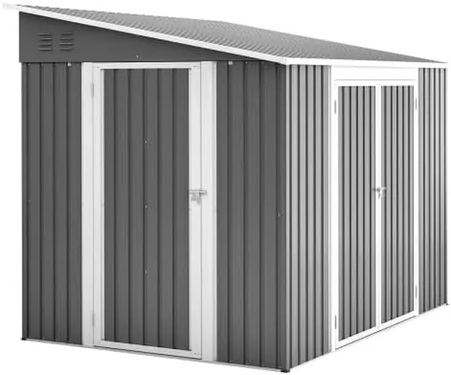 Abri de jardin en métal 1,8 x 2,4 m avec portes doubles et sol résistant