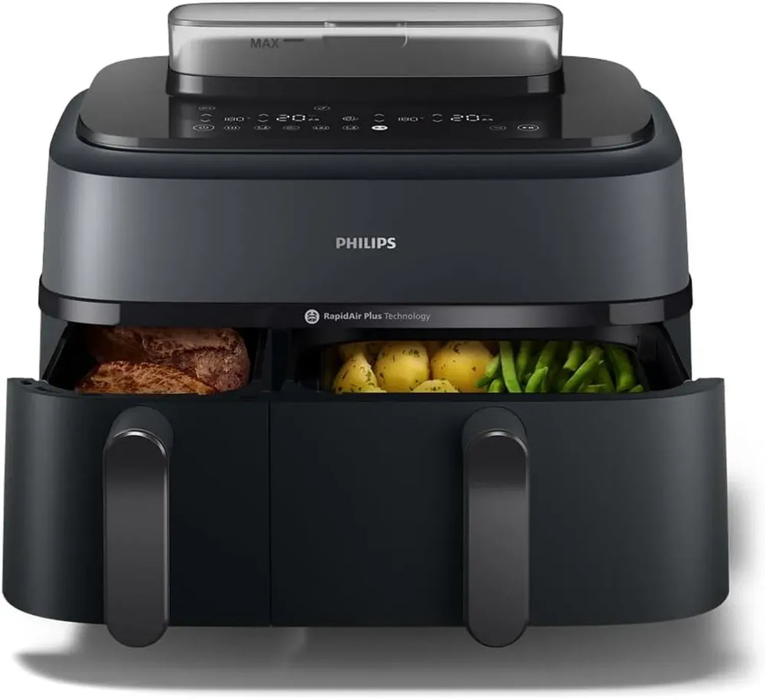 Friteuse à Air Philips Série 5000 - Double Panier, Cuisson Vapeur, 9L, 19 Modes, 90% Moins de Graisses, Nettoyage Facile