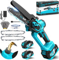 Scie à chaîne sans fil 6 pouces avec moteur brushless, 2 batteries 4000 mAh, système de lubrification intégré, idéale pour l'élagage