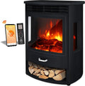 Cheminée Électrique Intelligente Kesser avec Télécommande et Effet Flamme LED, Chauffage 950/1900W, Noir