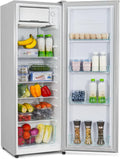 Réfrigérateur CURECURE 138L avec Micro-Congélateur, 4 Étagères en Verre, Bac à Légumes, Température Réglable, Refroidissement Rapide (Argenté)