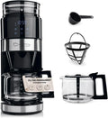 Machine à Café Barista avec Moulin, Cafetière Filtre 900W Écran Tactile, Minuteur 10 Tasses, Verseuse en Verre 1,25L