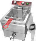 Friteuse Électrique 12L avec Minuterie et Vidange, Panier et Couvercle en Acier Inoxydable, 3000W, 220V