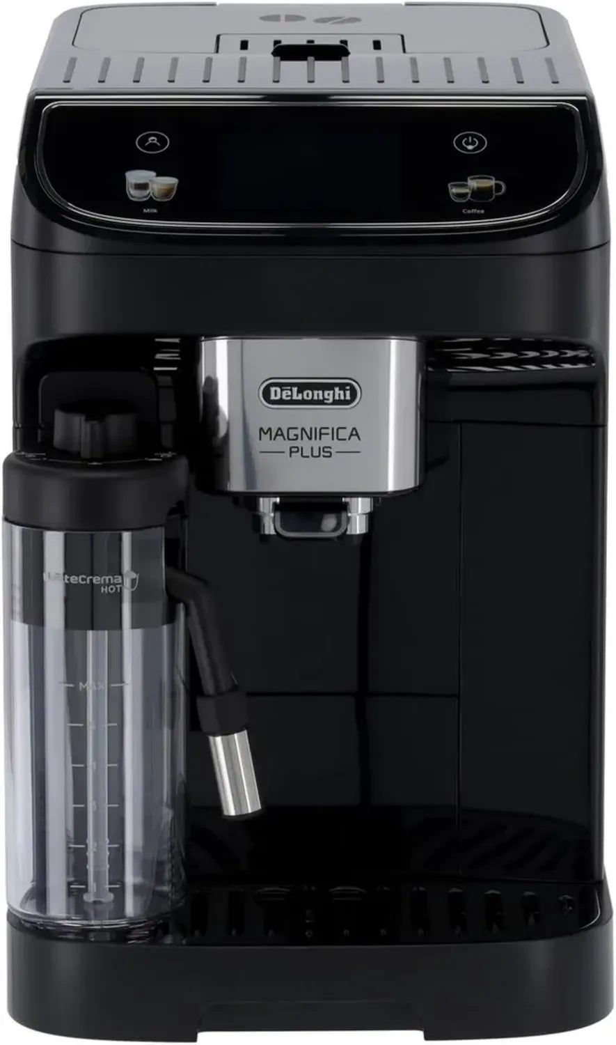 Machine à Café Automatique De'Longhi Magnifica Plus, Système LatteCrema, 4 Recettes, Écran Tactile, Fonctions Extra Shot et x2, Couleur Noire