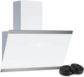 Klarstein FlashLine Hotte 60 cm, Écran Tactile, 524 m³/h, Classe A++, LED, Silencieuse 34,5 dB, Blanche, Extraction et Recyclage