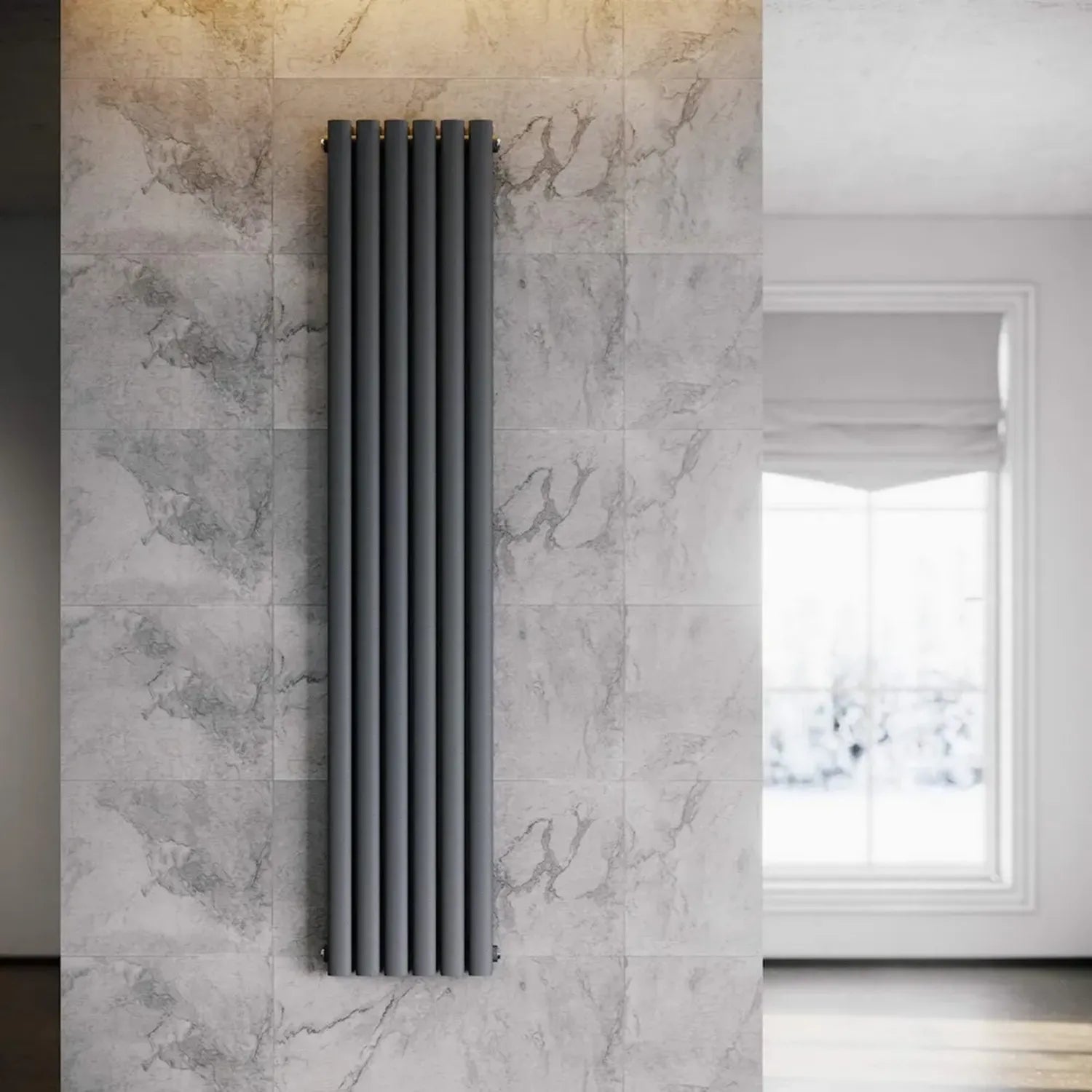 Radiateur Vertical Moderne Anthracite 1800x354mm Double Panneau Chauffant
