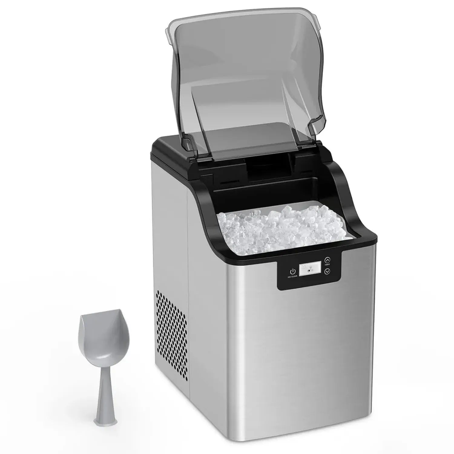 Machine à glaçons compacte en acier inoxydable, 20 kg/24 h, avec fonction autonettoyante et minuterie
