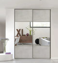 Portes de Placard Coulissantes 2 Pièces 250x150 cm, Effet Minéral, Miroir Argent, Profils Gris