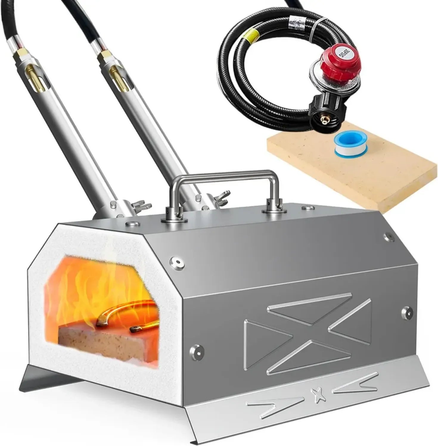 Ensemble de forge au propane avec régulateur 30 PSI, acier inoxydable, idéal pour coutellerie et forgeage (2 brûleurs)
