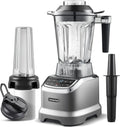 Blender Professionnel AMZCHEF 1800W avec Bol 1,85L et Mini Mixeur 600ml - 6 Lames Puissantes - Gris