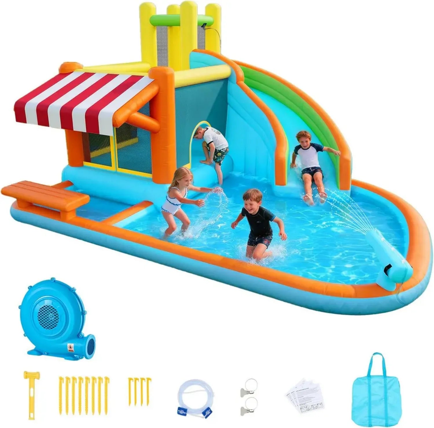 Aire de Jeux Gonflable VEVOR avec Toboggan et Piscine - Pour Enfants de 3 à 8 Ans