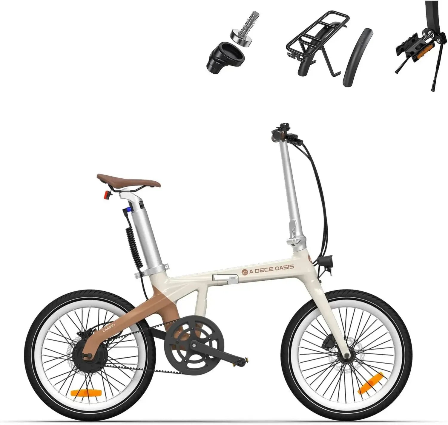 Vélo Électrique Pliable ADO AirCarbon 20', Ultra Léger 14,5 kg, Courroie, Moteur Bafang, Modes Éco/Sport, GPS et Appli, Autonomie 100 km