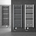Radiateur Électrique Design Sahara 900W - 500x1500 mm - Blanc - Montage Mural Incliné - Sèche-serviettes avec Connexion Latérale