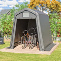 Abri de jardin en métal 2,4 x 1,2 m avec fondation et toit en pente, résistant aux intempéries, gris