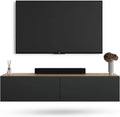 Meuble TV suspendu ou au sol, 140 cm, chêne doré et anthracite pour salon