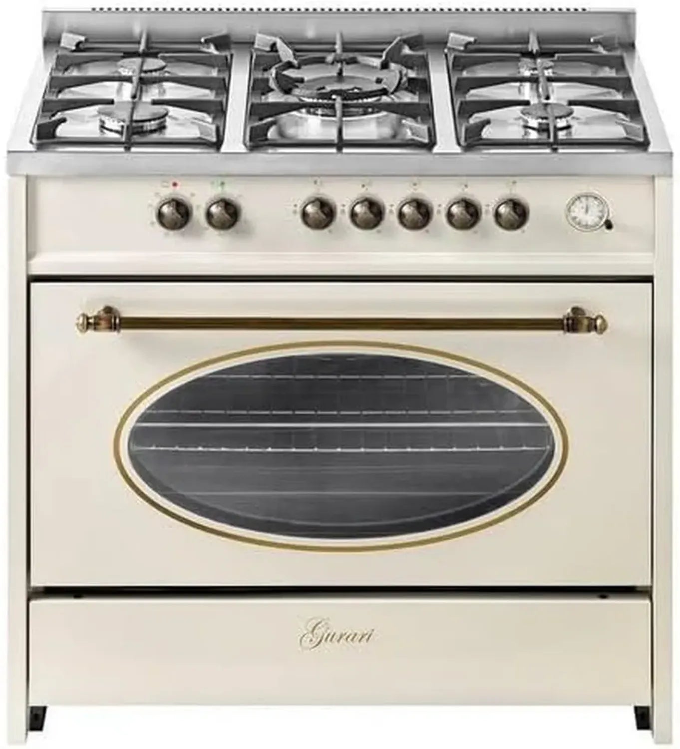 Cuisinière Réro 90 cm 121L - 8 Fonctions, 5 Brûleurs Haute Qualité, Gaz Naturel/Propane, Adaptateur WOK Inclus