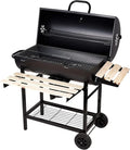 Grill à Charbon avec Tablettes en Bois pour Jardin, 101x70.5x94.5CM