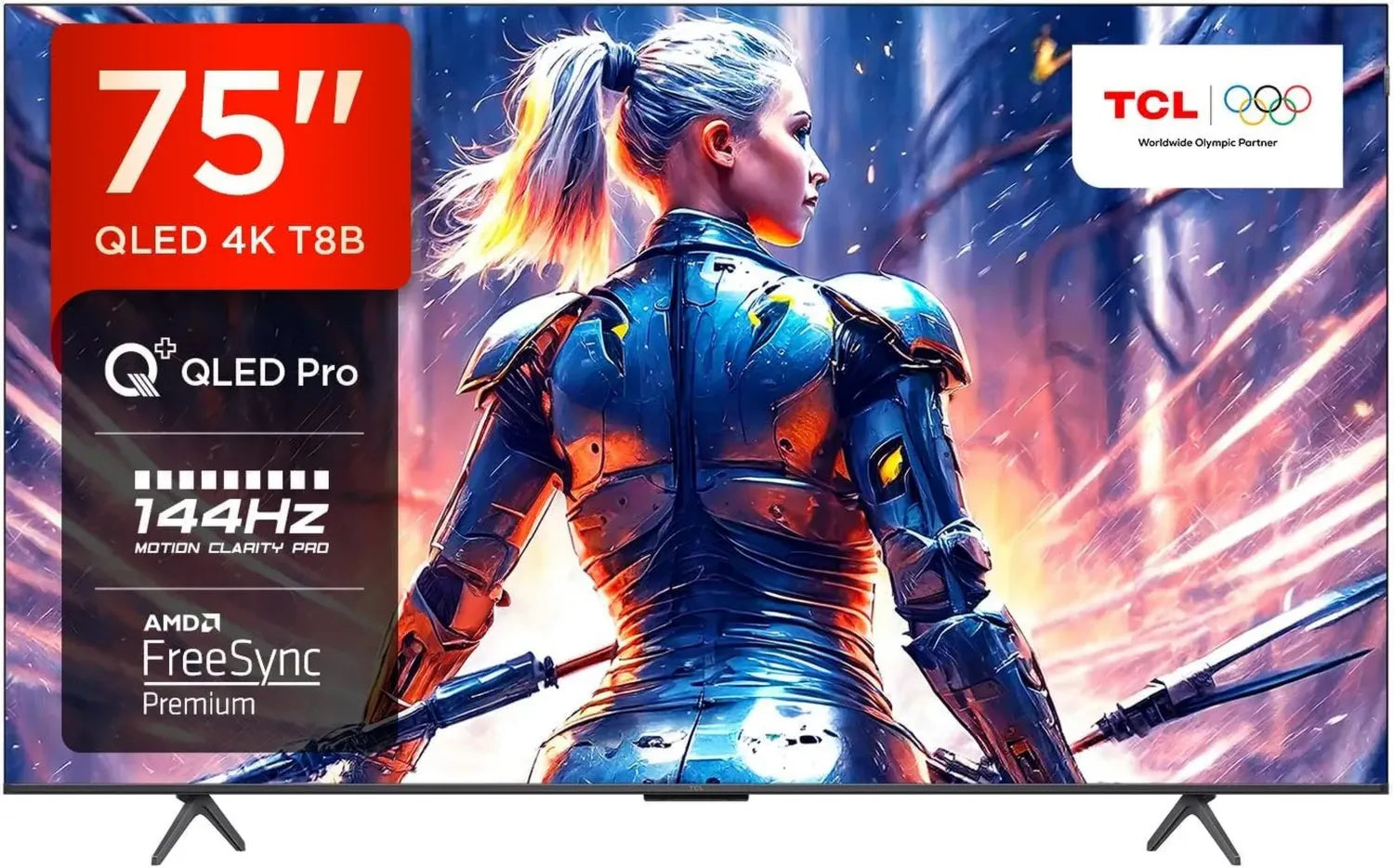 Téléviseur QLED 75 Pouces TCL 75T8B 4K UHD 144Hz, Smart TV Google TV, HDR Pro, Son Onkyo