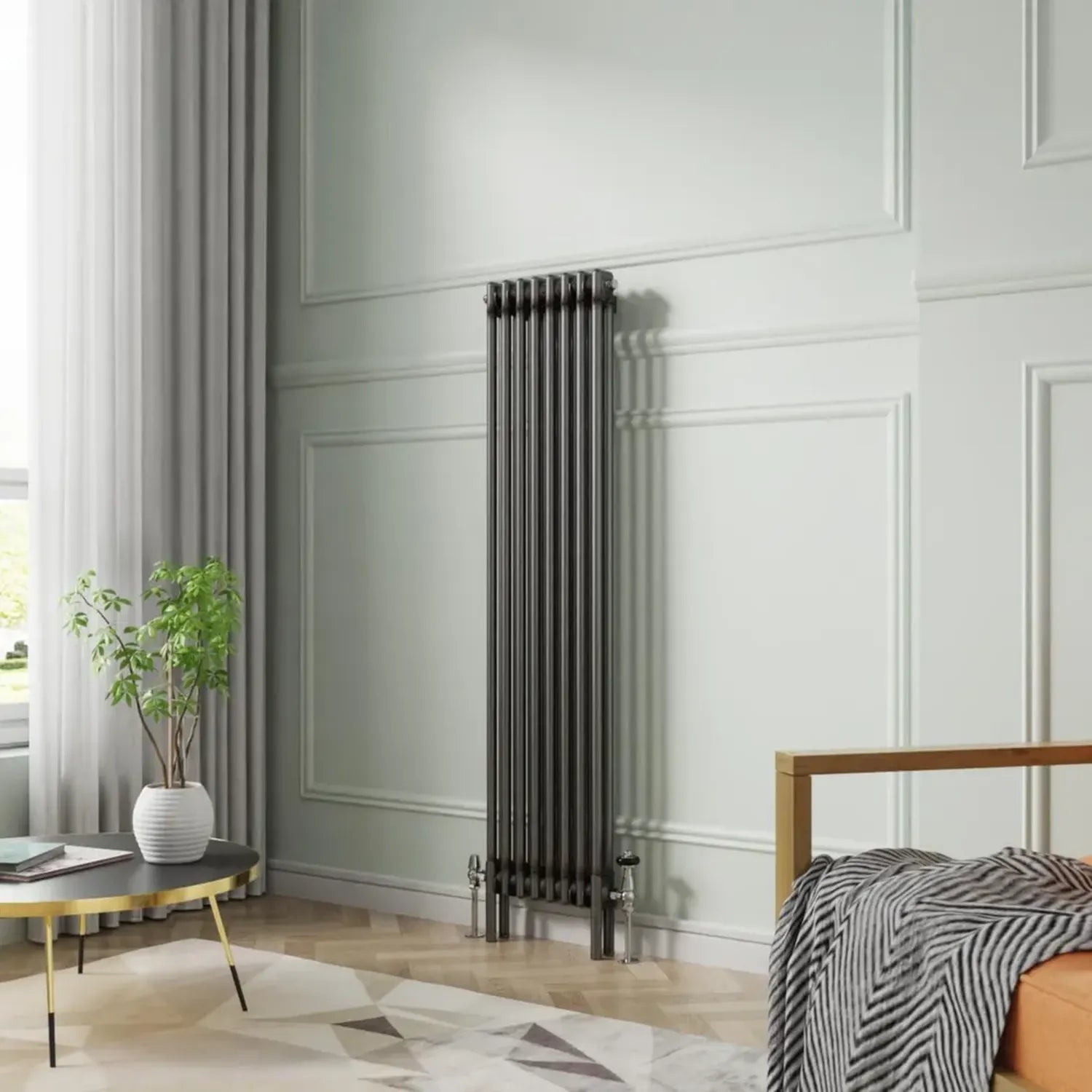 Radiateur vertical en fonte pour salle de bain - 1500 x 380 mm - Double colonne