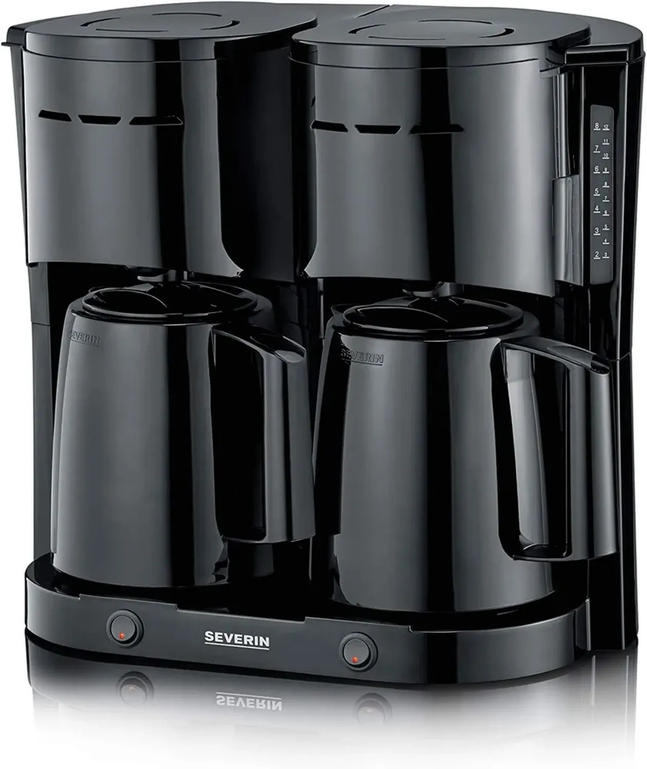 Severin Cafetière Isotherme Duo, 2 x 1000 W, Capacité 2L, 16 Tasses, Noir, Modèle KA 9315