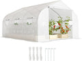Serre Tunnel de Jardin Outsunny 13,35 m² avec Porte et 6 Fenêtres, Structure Acier Galvanisé, Bâche PE Haute Densité, 4,5 x 3 x 2 m