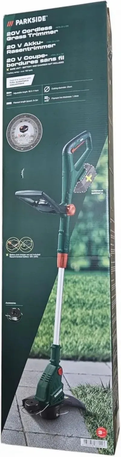 Tondeuse à Gazon Sans Fil Parkside PRTA 20-Li B2 avec Batterie et Chargeur, Système X 20V Team