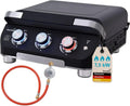 Plancha à Gaz Mobile Skandika Palo 3 Brûleurs avec Égouttoir pour Camping et Jardin