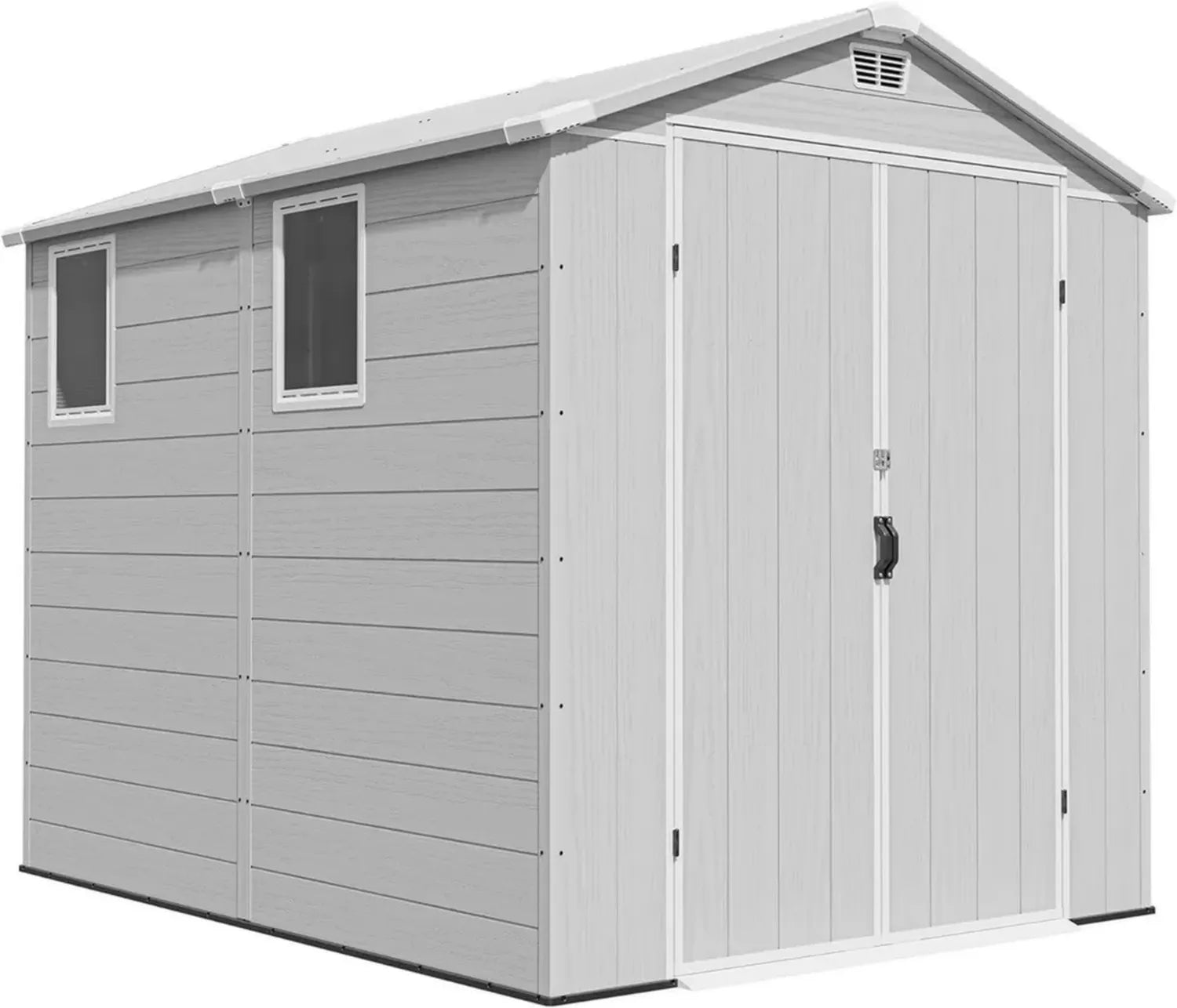 Abri de Jardin en Plastique 1,8 x 2,4 m avec Porte Sécurisée, Résistant aux Intempéries pour Stockage de Vélos et Outils