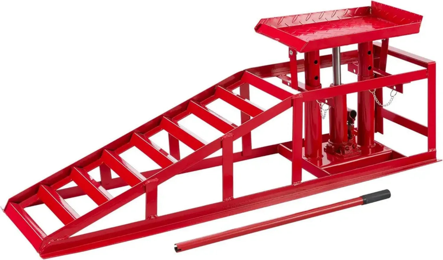 Rampe de Levage Hydraulique Ajustable 2 T pour Voitures - Rouge