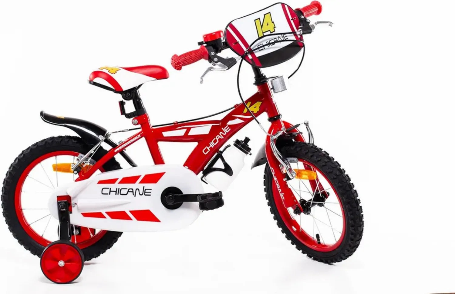 Vélo Rouge 14' pour Enfants avec Stabilisateurs