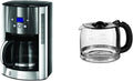 Cafetière Russell Hobbs 1,8L Inox, 12 Tasses Programmable avec Carafe en Verre Luna
