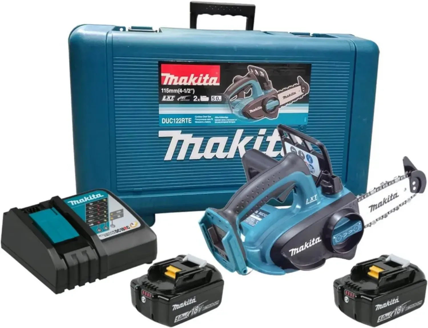 Scie à chaîne sans fil MAKITA 18V DUC122RTE avec 2 batteries 5,0 Ah et chargeur