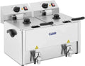 Friteuse Électrique Professionnelle à Double Cuve en Inox pour Restaurant - 26L, Thermostats EGO, Robinets de Vidange