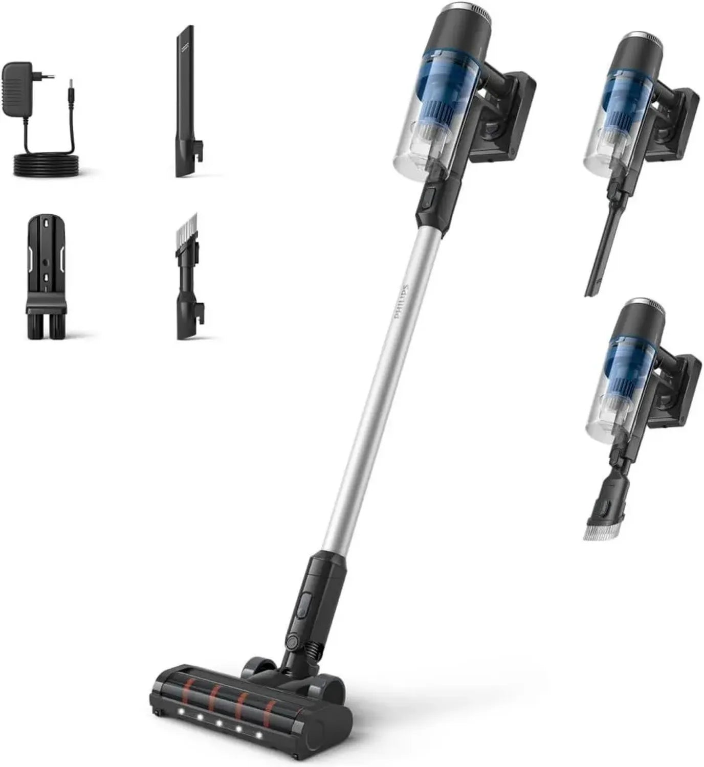 Philips Aspirateur Balai Sans Fil, Haute Performance Sols Durs, 60 Min d'Autonomie, Buse LED, Accessoires Inclus, Modèle Léger et Évolutif