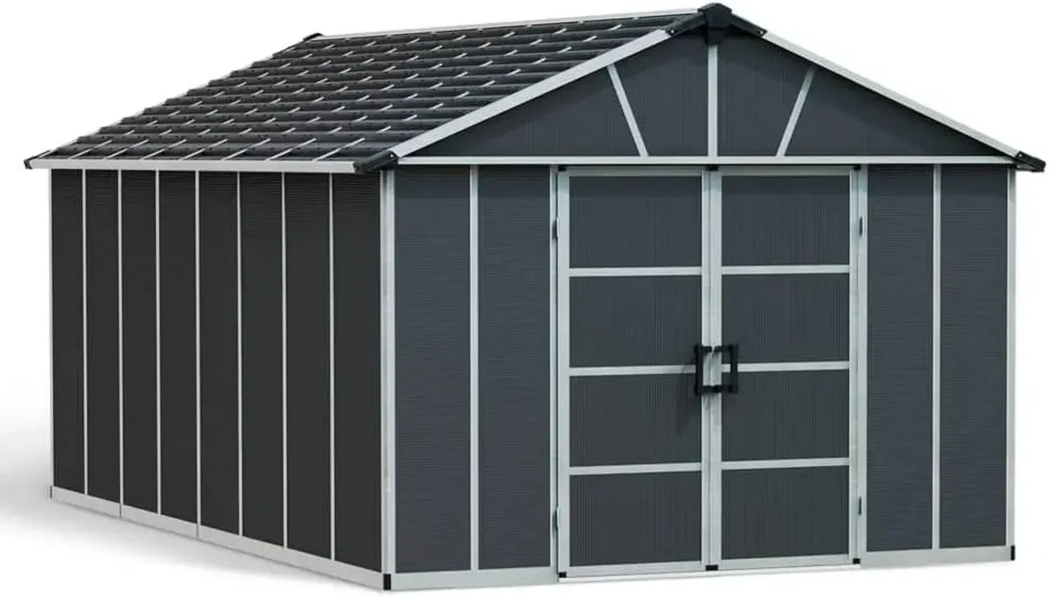 Abri de Jardin en Résine, Gris Anthracite, 3.35m x 5.24m